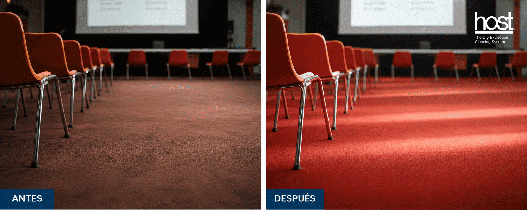 Limpieza de moquetas en ferias y congresos sin interrumpir la actividad 3 antes y despues de la limpieza de moqueta de una feria o congreso